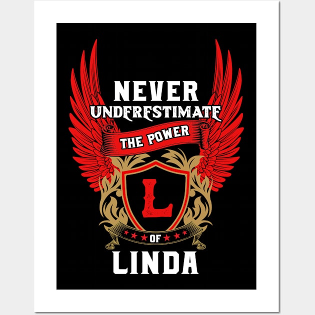 Never Underestimate The Power Linda - Linda First Name Tshirt Funny Gifts Wall Art by dmitriytewzir